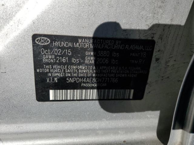 5NPDH4AE8GH771766 - 2016 HYUNDAI ELANTRA SE SILVER photo 12