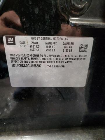 1G11C5SA0GU105387 - 2016 CHEVROLET MALIBU LIM LT 黑色 照片 12