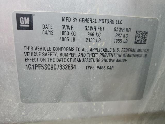 1G1PF5SC9C7332864 - 2012 CHEVROLET CRUZE LT SILVER photo 12