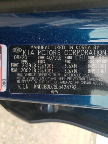 KNDCB3LC8L5428792 - 2020 KIA NIRO LX BLUE photo 13