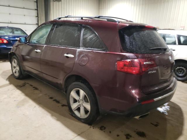 2HNYD2H63AH001629 - 2010 ACURA MDX TECHNOLOGY BURGUNDY photo 2