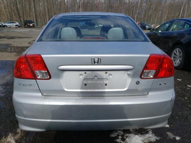 2HGES16665H605503 - 2005 HONDA CIVIC LX SILVER photo 6