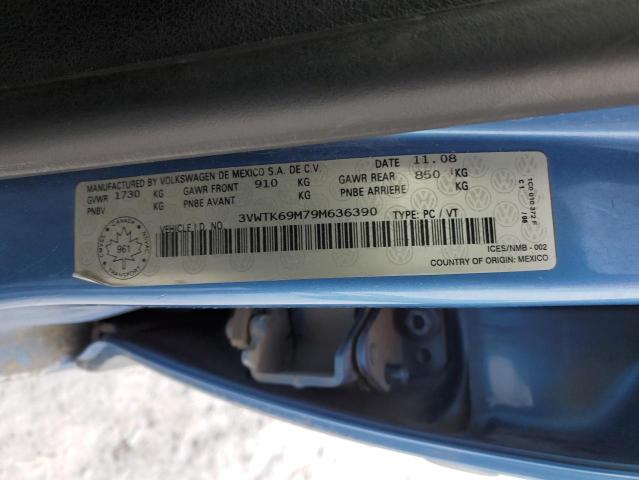 3VWTK69M79M636390 - 2009 VOLKSWAGEN CITY JETTA BLUE photo 12