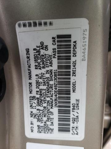 1NXBU40E49Z130851 - 2009 TOYOTA COROLLA BASE 棕色 照片 12