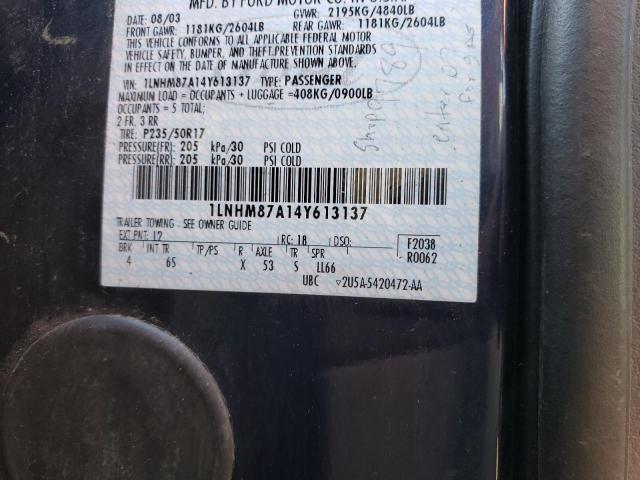 1LNHM87A14Y613137 - 2004 LINCOLN LS Mavi foto 12