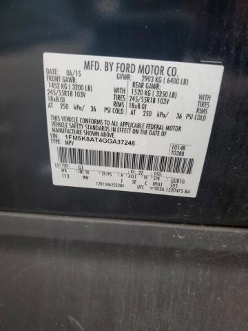 1FM5K8AT4GGA37248 - 2016 FORD EXPLORER POLICE INTERCEPTOR BLACK photo 12