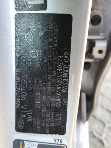 KNAFX4A62G5540279 - 2016 KIA FORTE LX SILVER photo 12