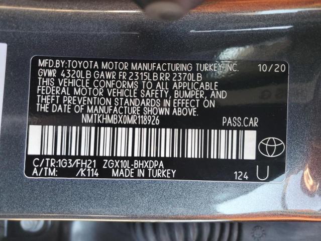 NMTKHMBX0MR118926 - 2021 TOYOTA C-HR XLE GRAY photo 13