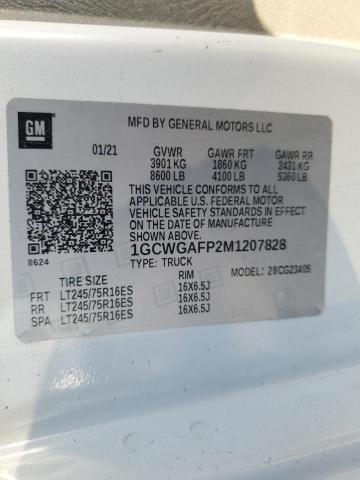 1GCWGAFP2M1207828 - 2021 CHEVROLET EXPRESS G2 WHITE photo 13
