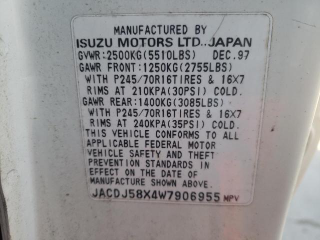 JACDJ58X4W7906955 - 1998 ISUZU TROOPER S WHITE photo 13