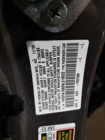 1HGFA16859L018033 - 2009 HONDA CIVIC EX GRAY photo 12