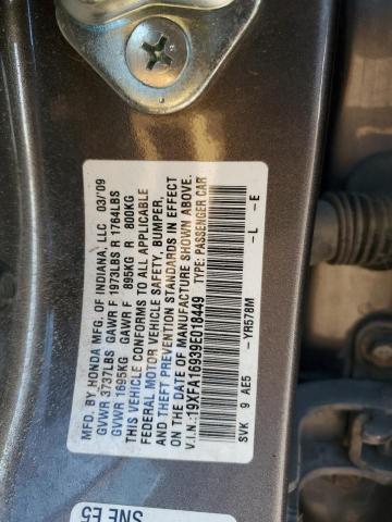 19XFA16939E018449 - 2009 HONDA CIVIC EXL BROWN photo 13