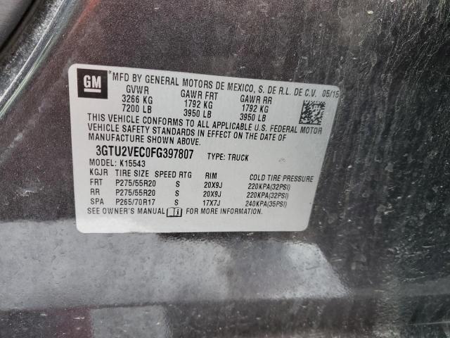 3GTU2VEC0FG397807 - 2015 GMC SIERRA K1500 SLT BLACK photo 12