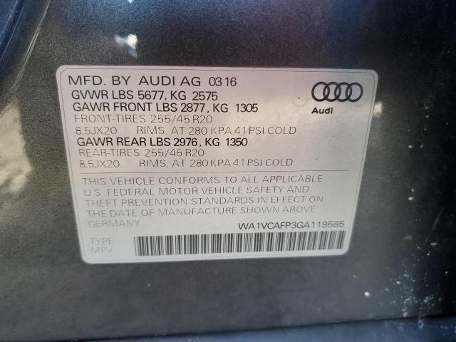 WA1VCAFP3GA119585 - 2016 AUDI SQ5 PRESTIGE GRAY photo 12