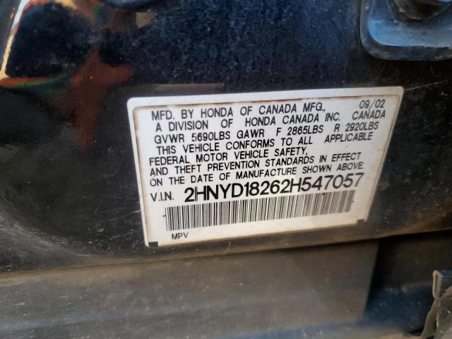 2HNYD18262H547057 - 2002 ACURA MDX BLACK photo 13