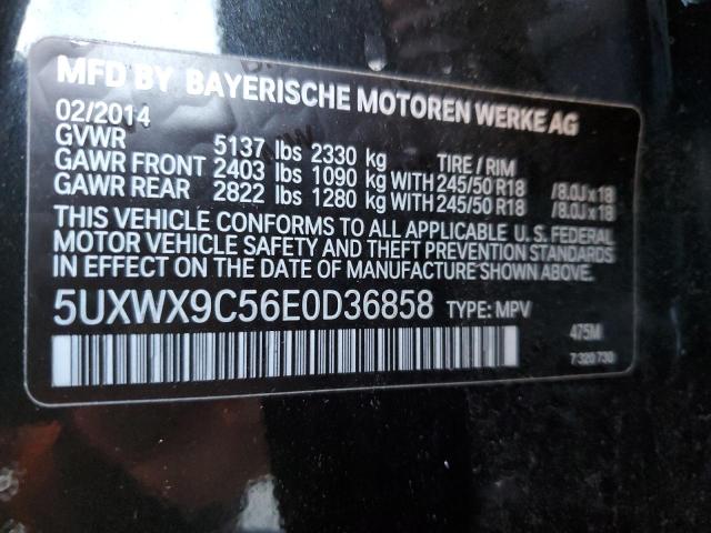 5UXWX9C56E0D36858 - 2014 BMW X3 XDRIVE28I BLACK photo 12