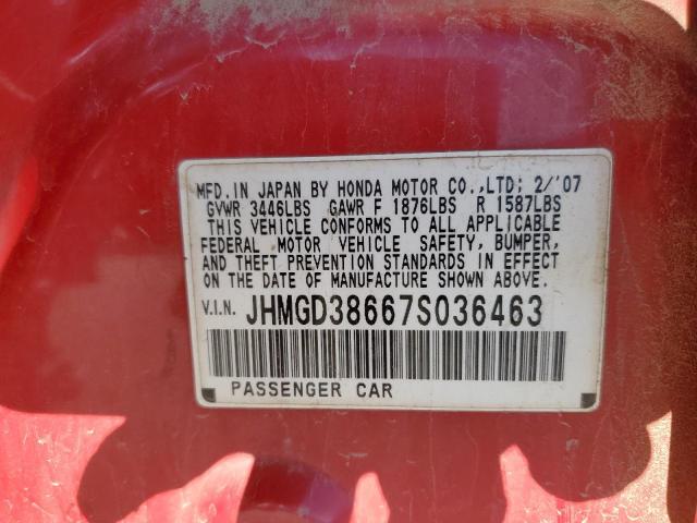 JHMGD38667S036463 - 2007 HONDA FIT S RED photo 12