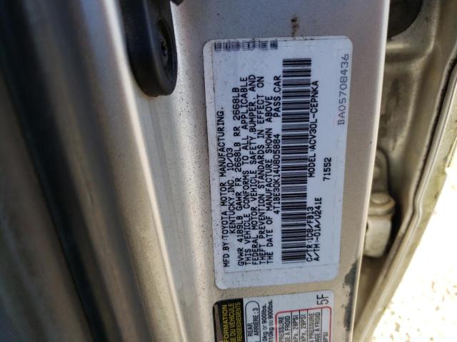 4T1BE30K14U805884 - 2004 TOYOTA CAMRY LE GRAY photo 13