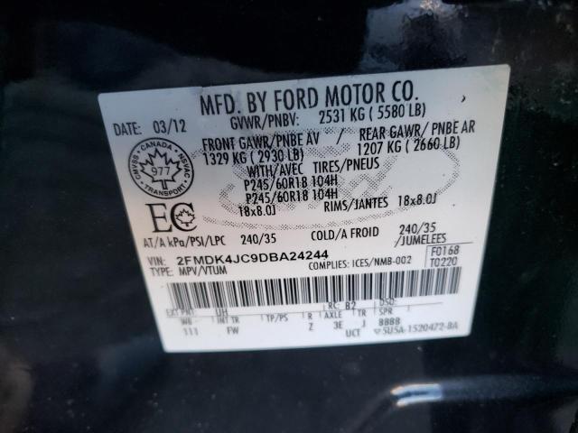 2FMDK4JC9DBA24244 - 2013 FORD EDGE SEL BLACK photo 13