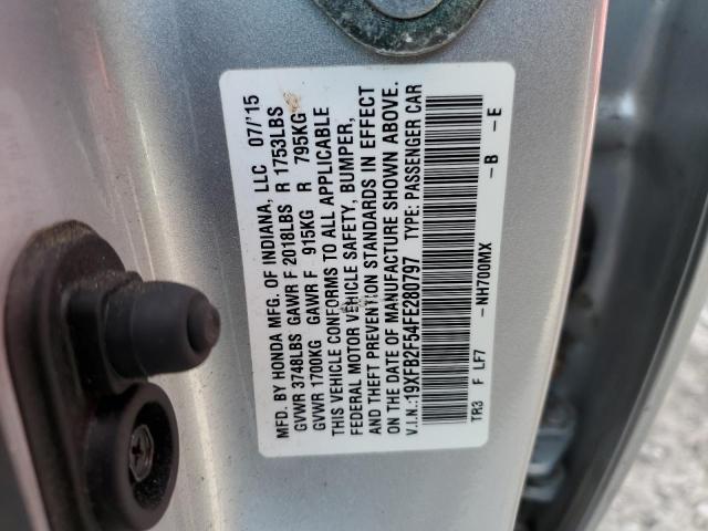 19XFB2F54FE280797 - 2015 HONDA CIVIC LX SILVER photo 12