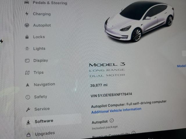 5YJ3E1EBXNF179414 - 2022 TESLA MODEL 3 WHITE photo 9