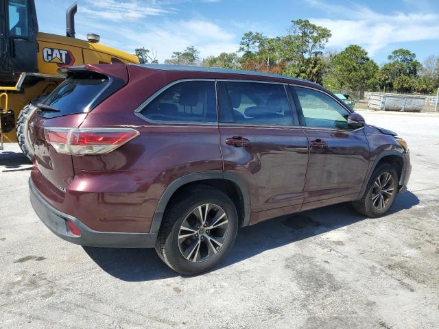 5TDKKRFH8GS144858 - 2016 TOYOTA HIGHLANDER XLE MAROON photo 3