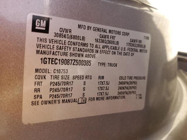 1GTEC19087Z500385 - 2007 GMC NEW SIERRA C1500 CHARCOAL photo 12