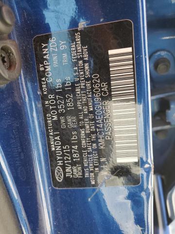 KMHCT4AE0GU960620 - 2016 HYUNDAI ACCENT SE BLUE photo 12