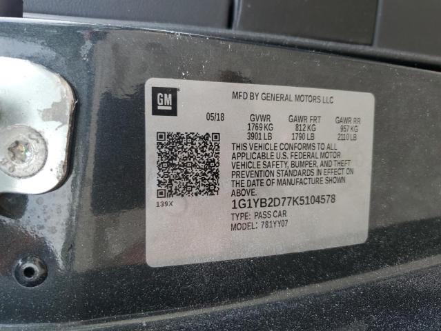 1G1YB2D77K5104578 - 2019 CHEVROLET CORVETTE STINGRAY 1LT GRAY photo 12