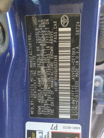 4T1BF1FK0GU502348 - 2016 TOYOTA CAMRY LE BLUE photo 12