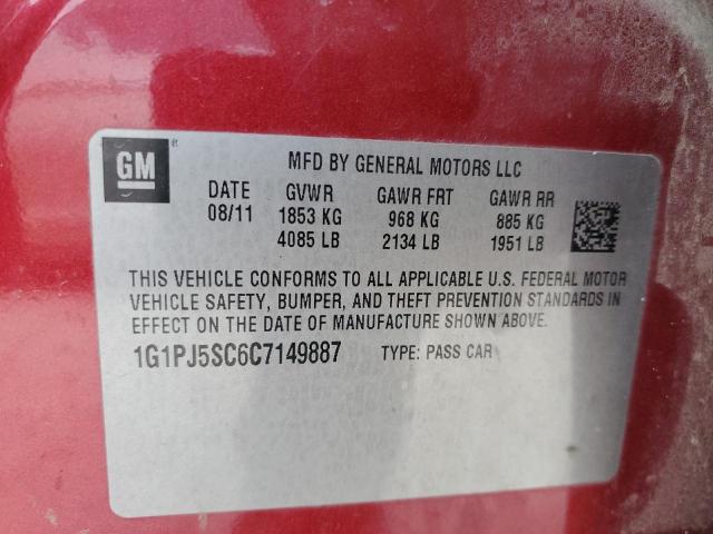 1G1PJ5SC6C7149887 - 2012 CHEVROLET CRUZE ECO RED photo 12