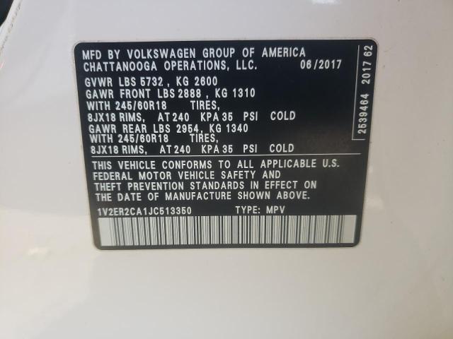1V2ER2CA1JC513350 - 2018 VOLKSWAGEN ATLAS SEL Ağ foto 13
