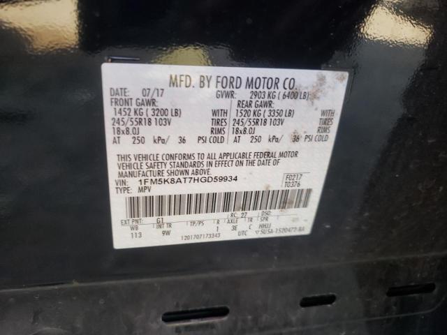 1FM5K8AT7HGD59934 - 2017 FORD EXPLORER POLICE INTERCEPTOR BLACK photo 12