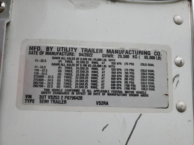 3UTVS2532P8796420 - 2023 UTILITY TRAILER Սպիտակ լուսանկար 10