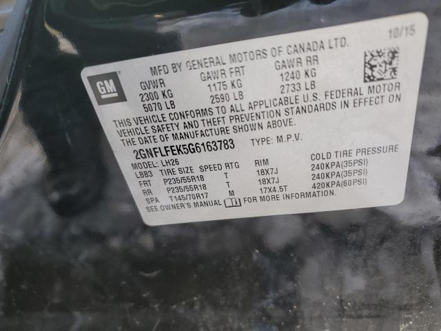 2GNFLFEK5G6163783 - 2016 CHEVROLET EQUINOX LT BLACK photo 13