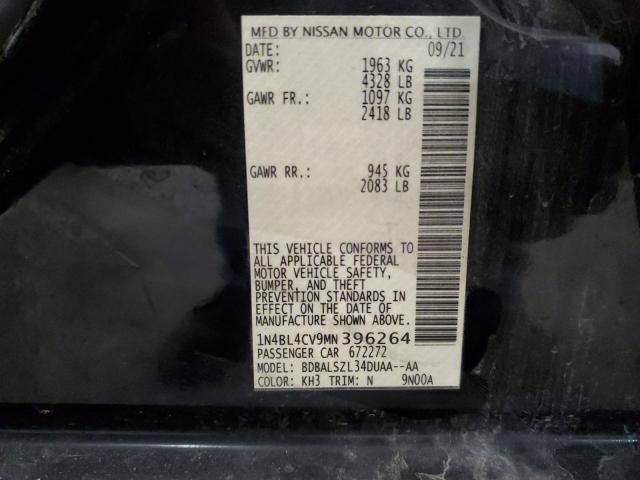 1N4BL4CV9MN396264 - 2021 NISSAN ALTIMA SR BLACK photo 12