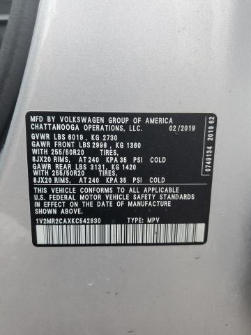 1V2MR2CAXKC542830 - 2019 VOLKSWAGEN ATLAS SEL SILVER photo 13