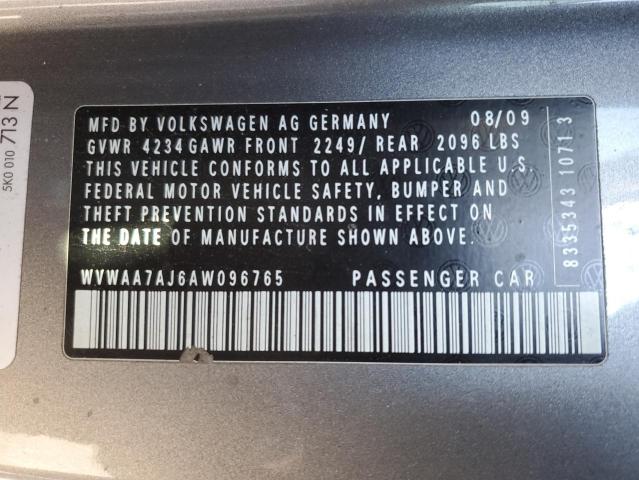 WVWAA7AJ6AW096765 - 2010 VOLKSWAGEN GOLF GRAY photo 12