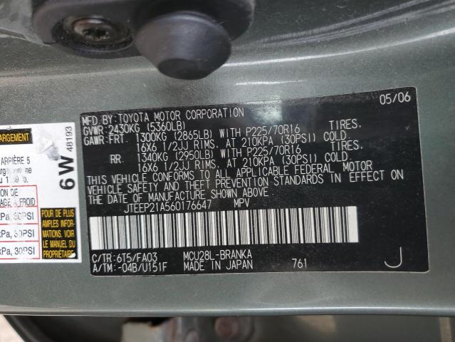 JTEEP21A560176647 - 2006 TOYOTA HIGHLANDER LIMITED GRAY photo 13