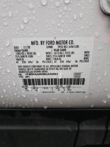 1FM5K8AB8MGA50863 - 2021 FORD EXPLORER POLICE INTERCEPTOR WHITE photo 12