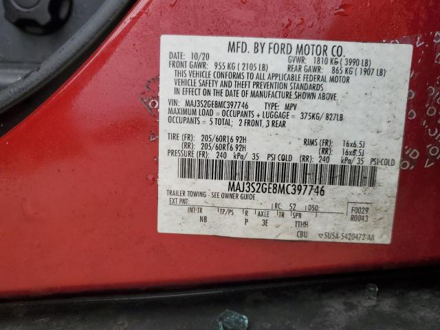 MAJ3S2GE8MC397746 - 2021 FORD ECOSPORT SE წითელი ფოტო 13