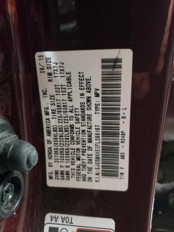 5J6RM4H50FL089167 - 2015 HONDA CR-V EX BURGUNDY photo 12