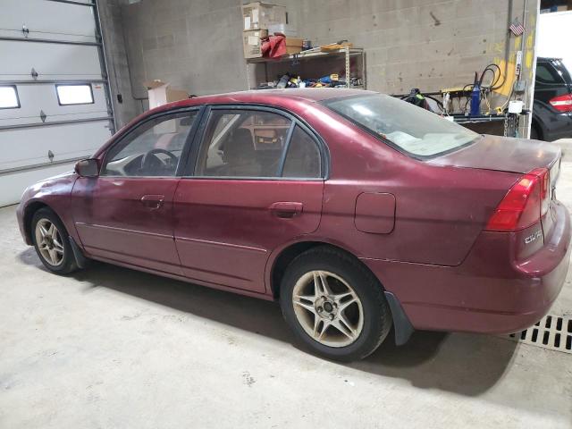 1HGES26792L050429 - 2002 HONDA CIVIC EX BURGUNDY photo 2