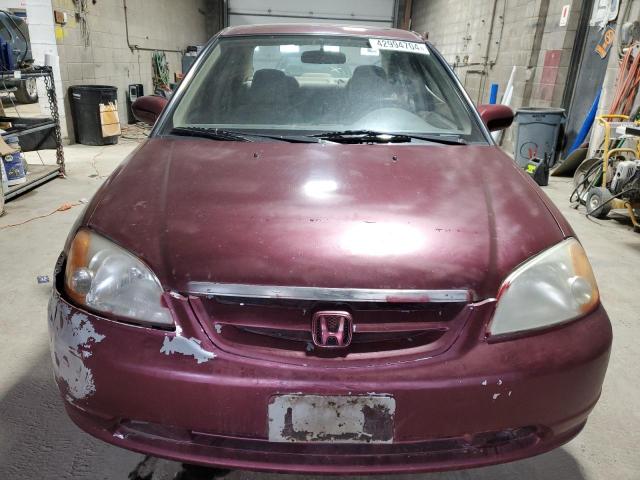 1HGES26792L050429 - 2002 HONDA CIVIC EX BURGUNDY photo 5