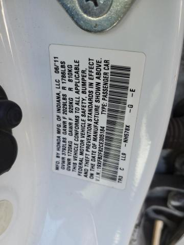 19XFB2F82CE305184 - 2012 HONDA CIVIC EX WHITE photo 12