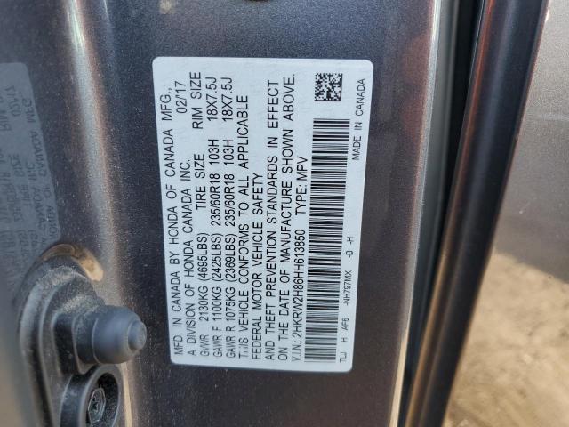 2HKRW2H86HH613850 - 2017 HONDA CR-V EXL GRAY photo 12