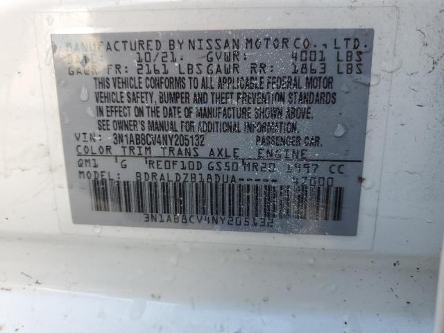 3N1AB8CV4NY205132 - 2022 NISSAN SENTRA SV WHITE photo 12