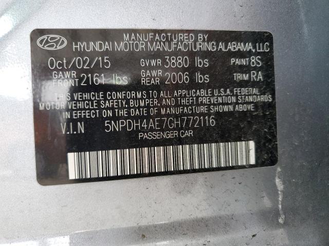 5NPDH4AE7GH772116 - 2016 HYUNDAI ELANTRA SE SILVER photo 12