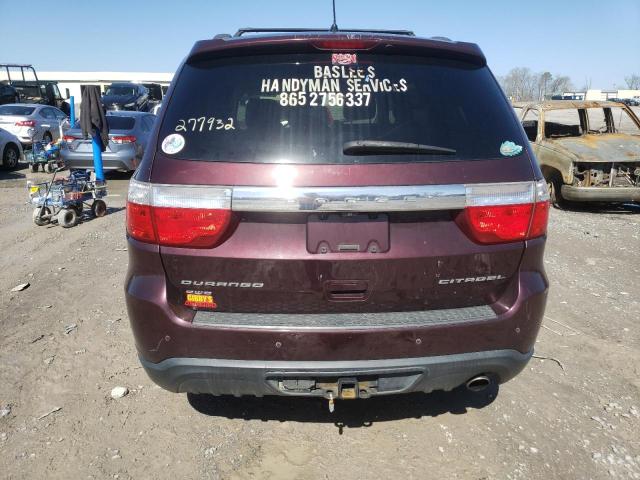 1C4RDJEG3CC277932 - 2012 DODGE DURANGO CITADEL MAROON photo 6