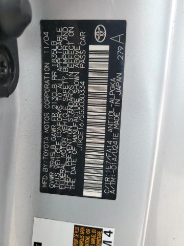 JTKDE167550030334 - 2005 TOYOTA SCION TC ვერცხლისფერი ფოტო 12